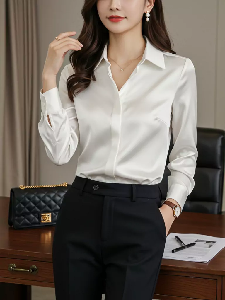 Classic White Silk Button-Down