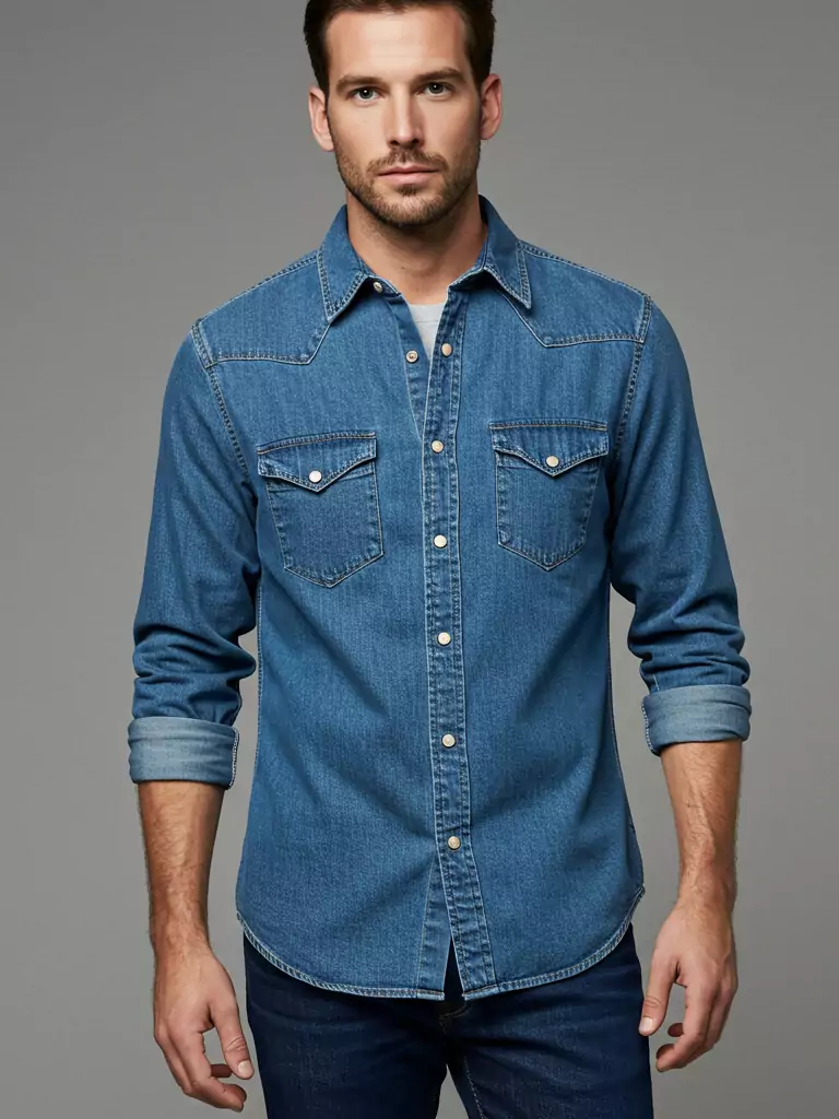 Denim  Chambray Long Sleeve Shirt