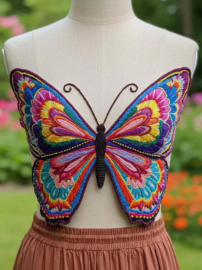 Embroidered Butterfly Top