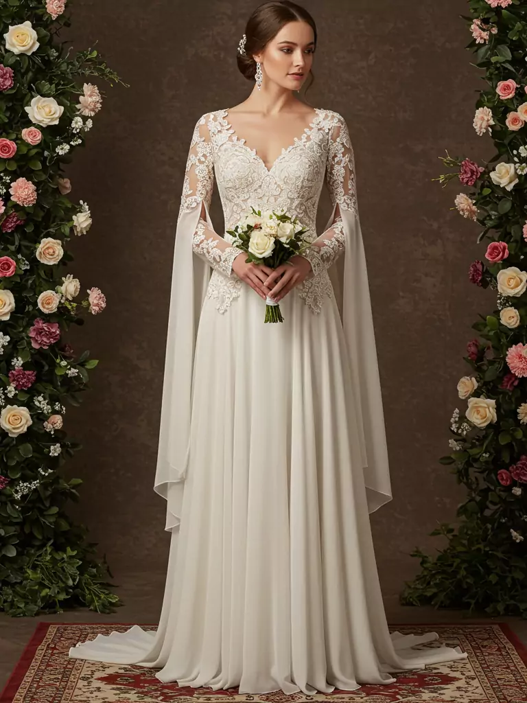 Embroidered Long-Sleeve Convertible Dress