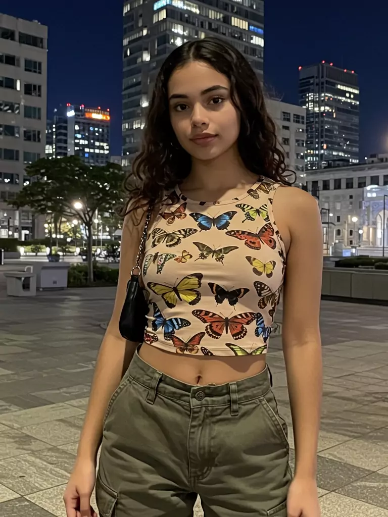 Graphic Butterfly Print Top