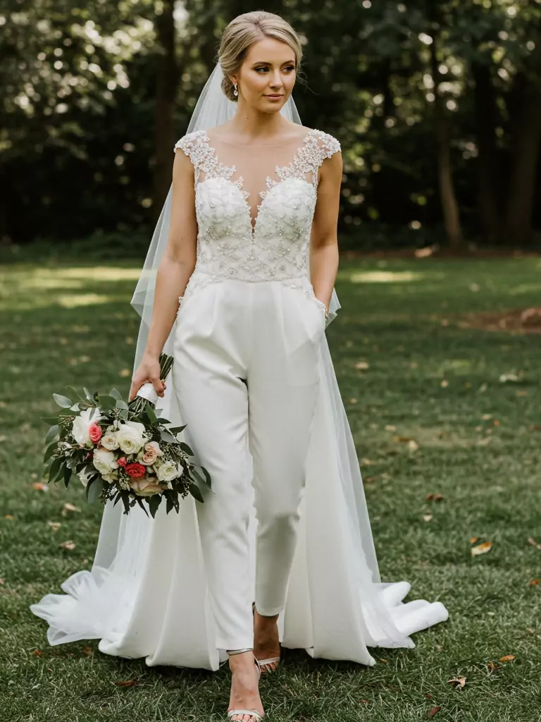 Jumpsuit with Beaded or Lace Details