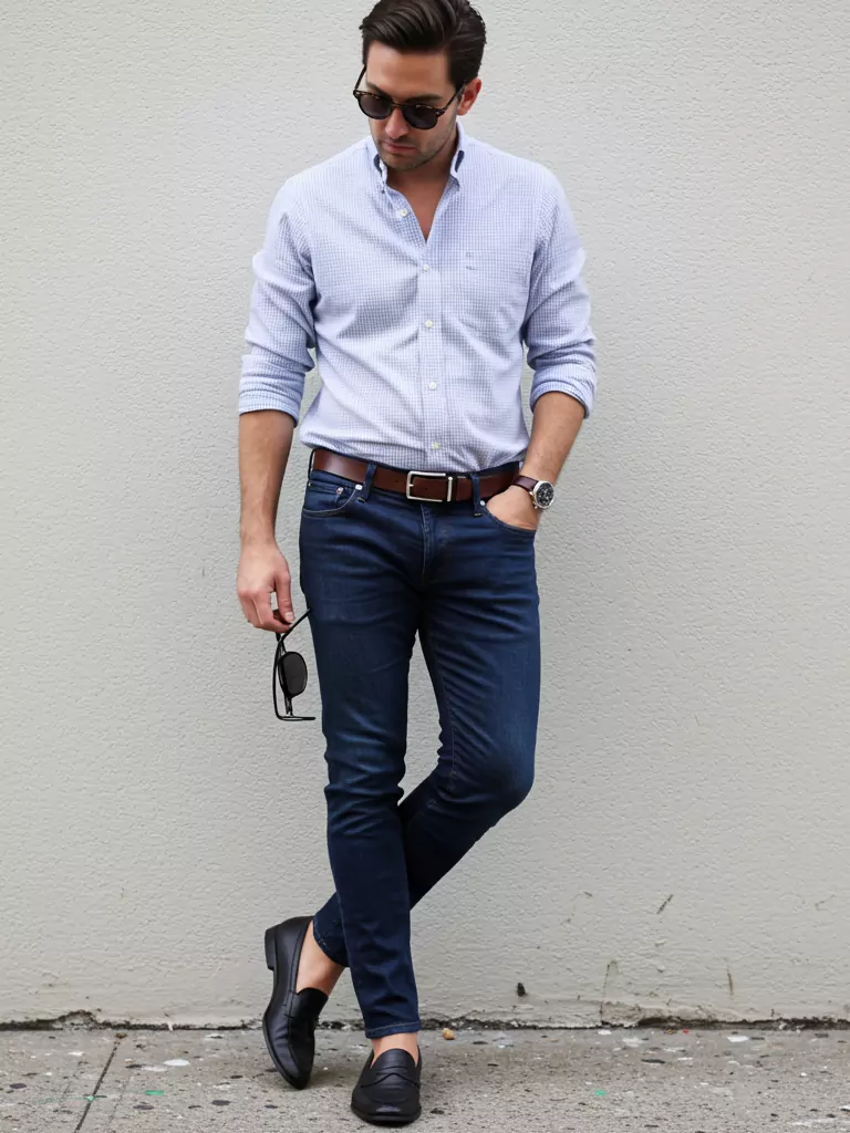 Light Button-Down + Denim + Loafers