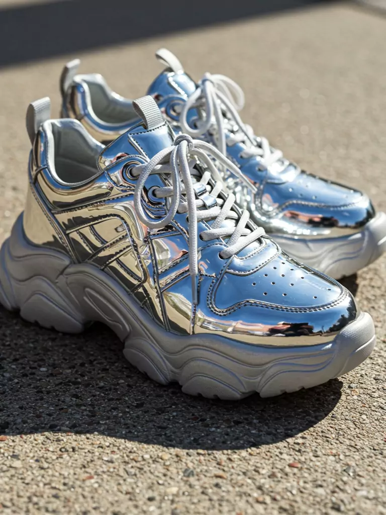 Metallic Finish Chunky Sneakers