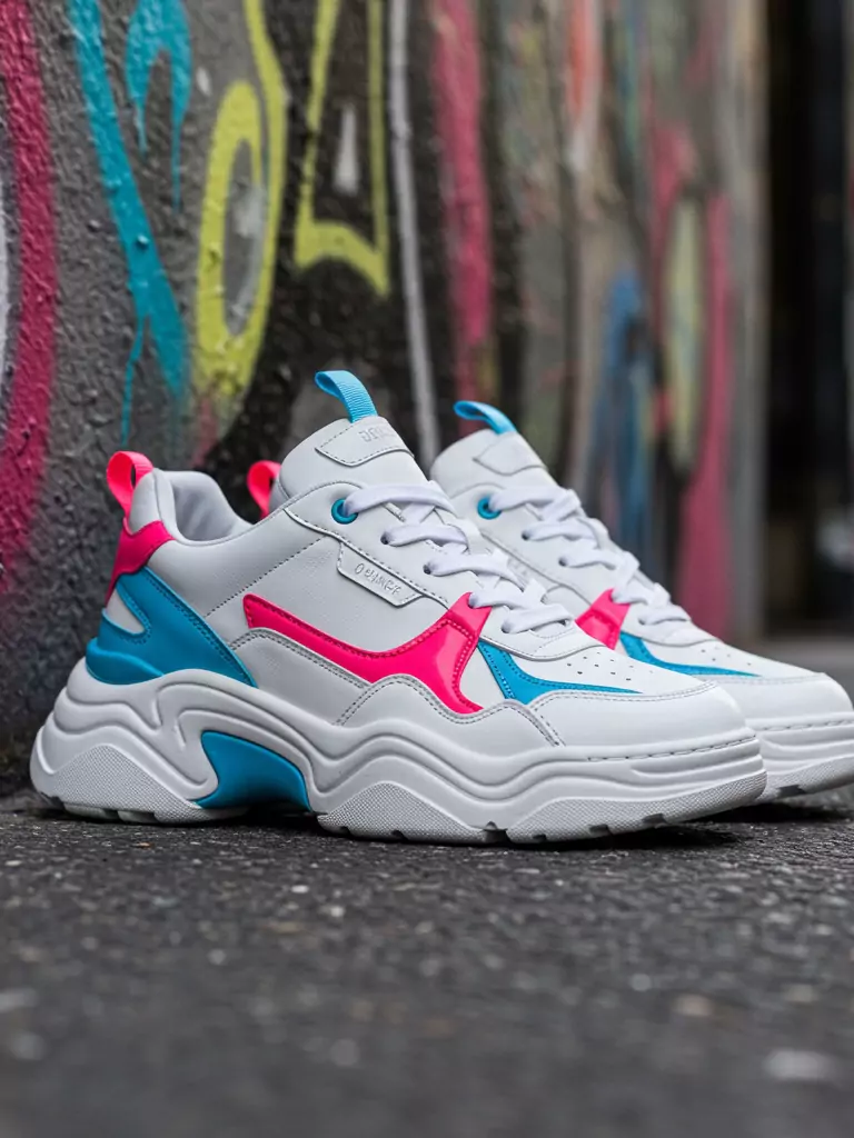 Neon-Accent Chunky Sneakers