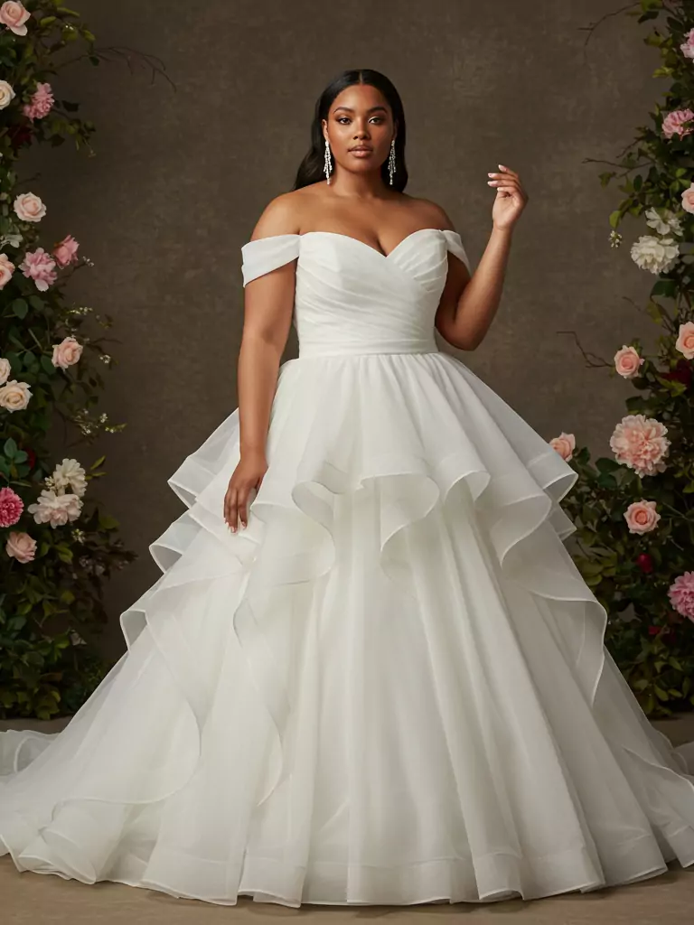 Off-Shoulder Ruffled Ball Gown