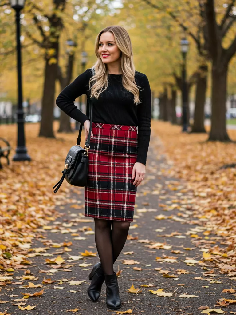 Plaid Pencil Skirt