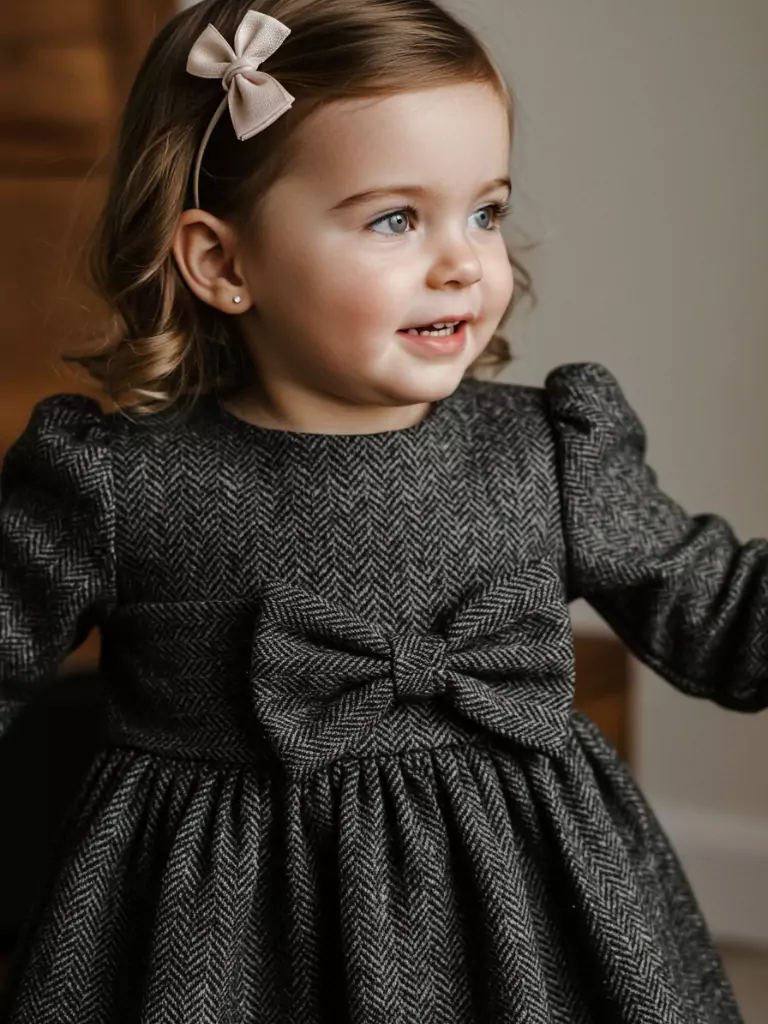 Plaid or Herringbone Bow Dress