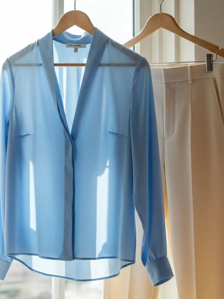 Powder Blue Silk Blouse