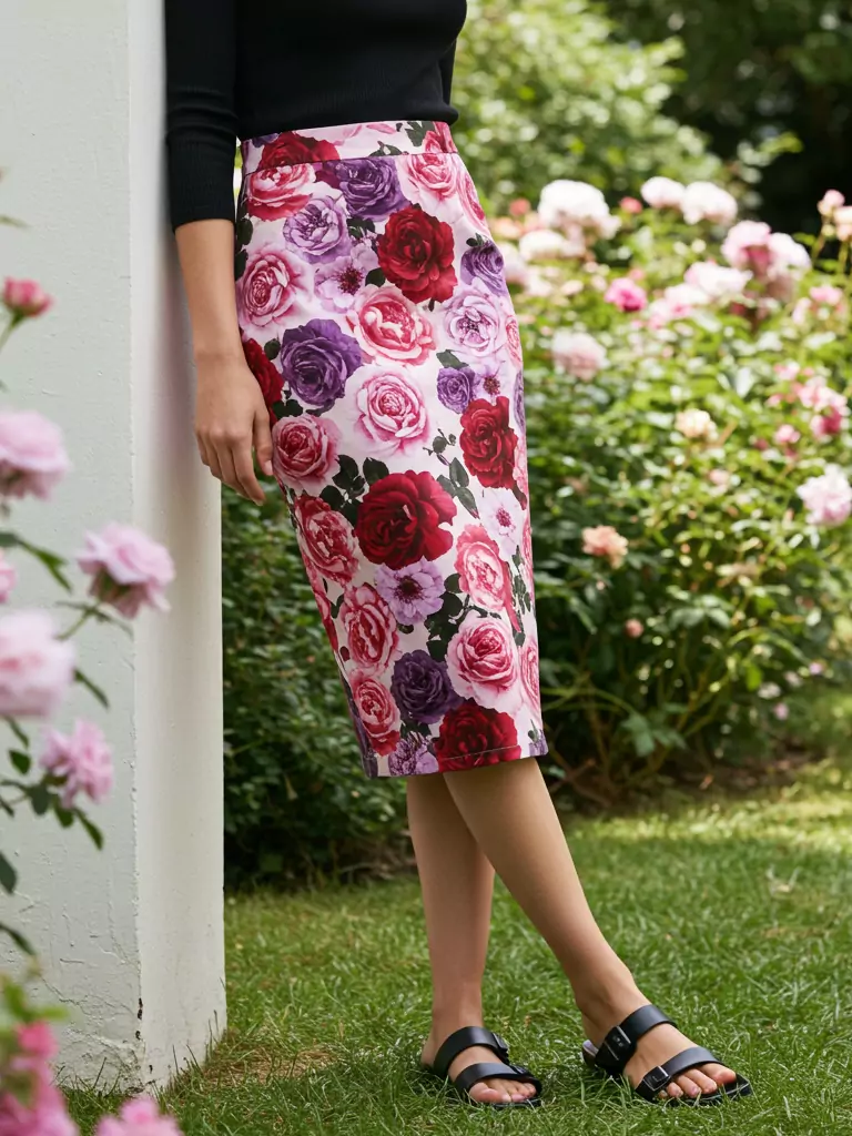 Printed Pencil Skirt