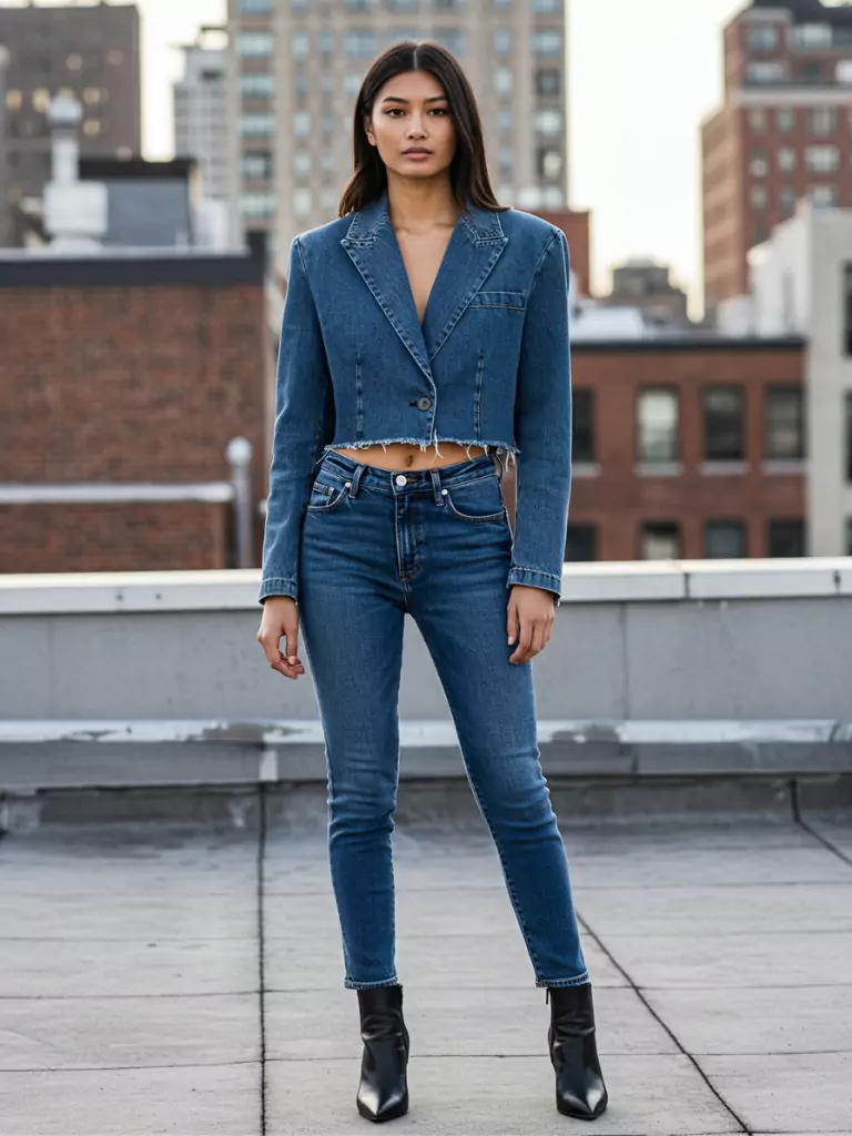 Raw Hem Blazer with Cropped Jeans