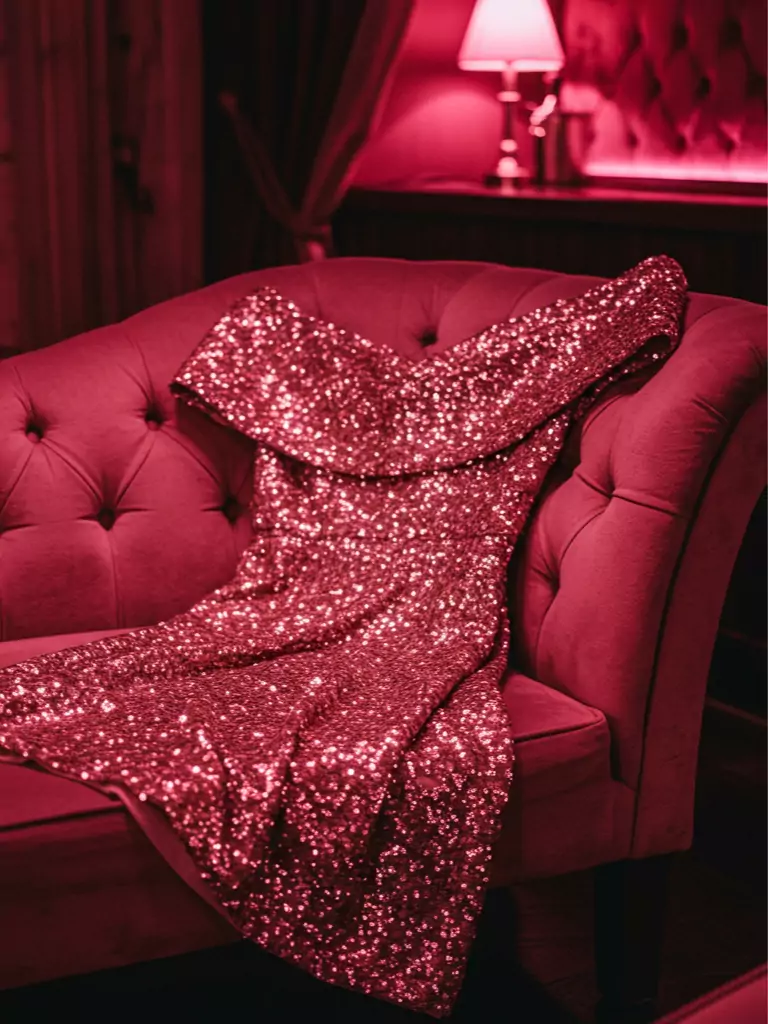 Rose Gold Off-Shoulder Sequin Dress
