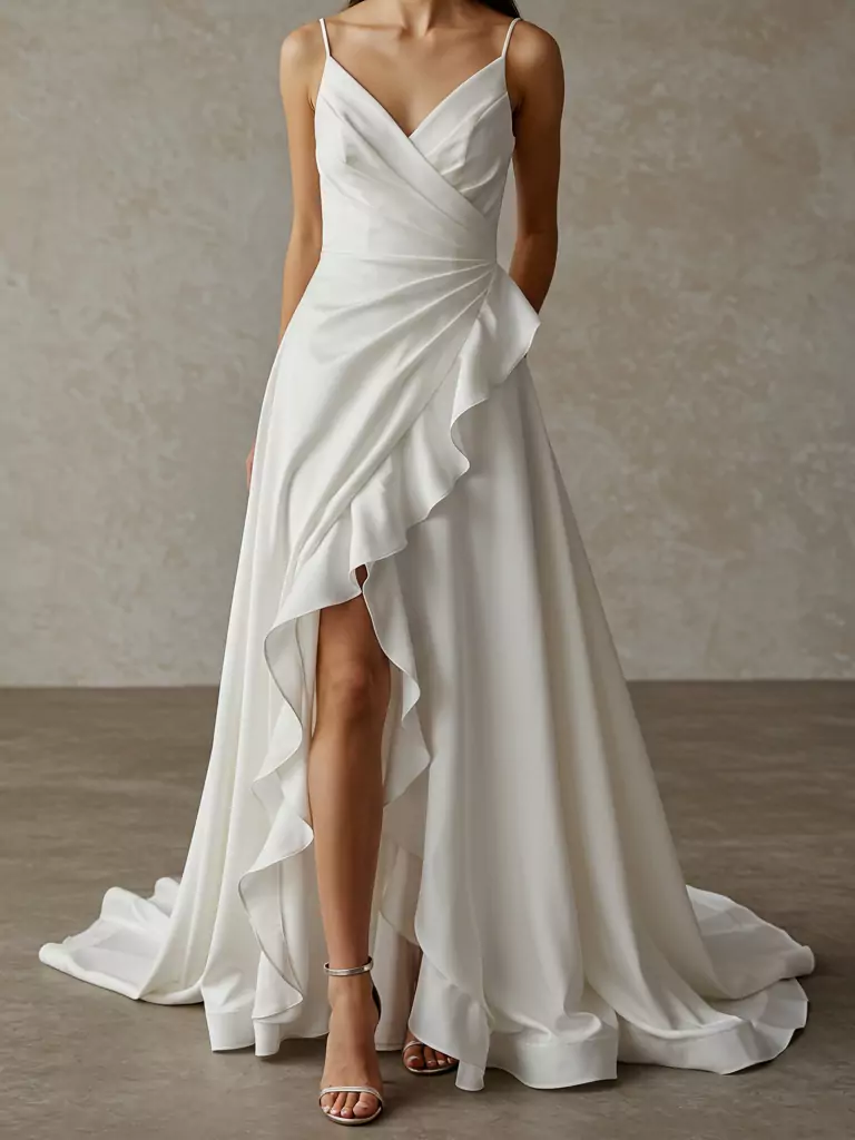 Satin A-Line with Thigh Split