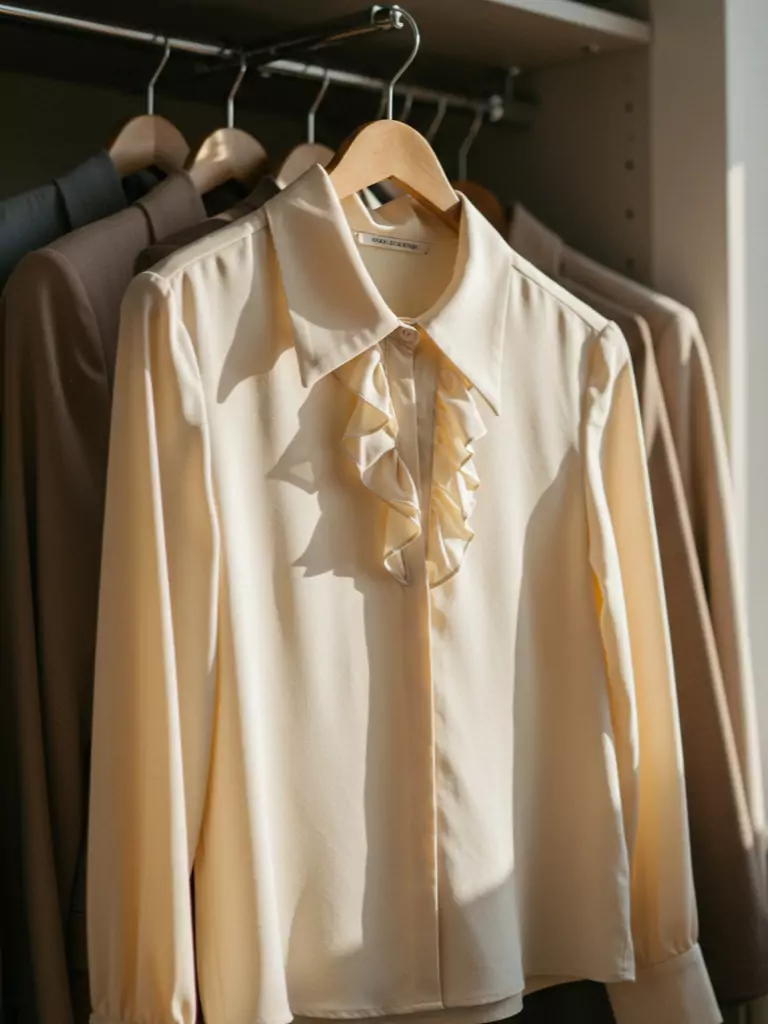 Silk Blouse with Ruffled Collar