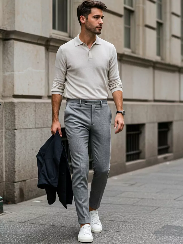 Smart Polo + Slim Trousers + Clean Sneakers