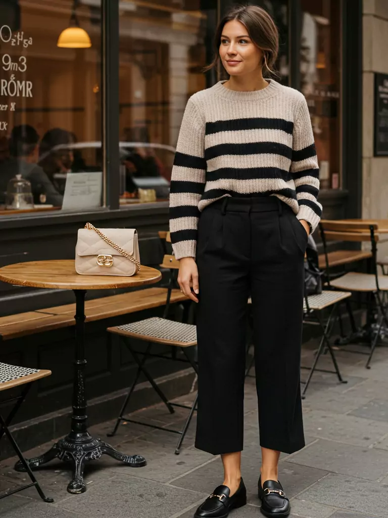Striped Sweater + Cropped Pants
