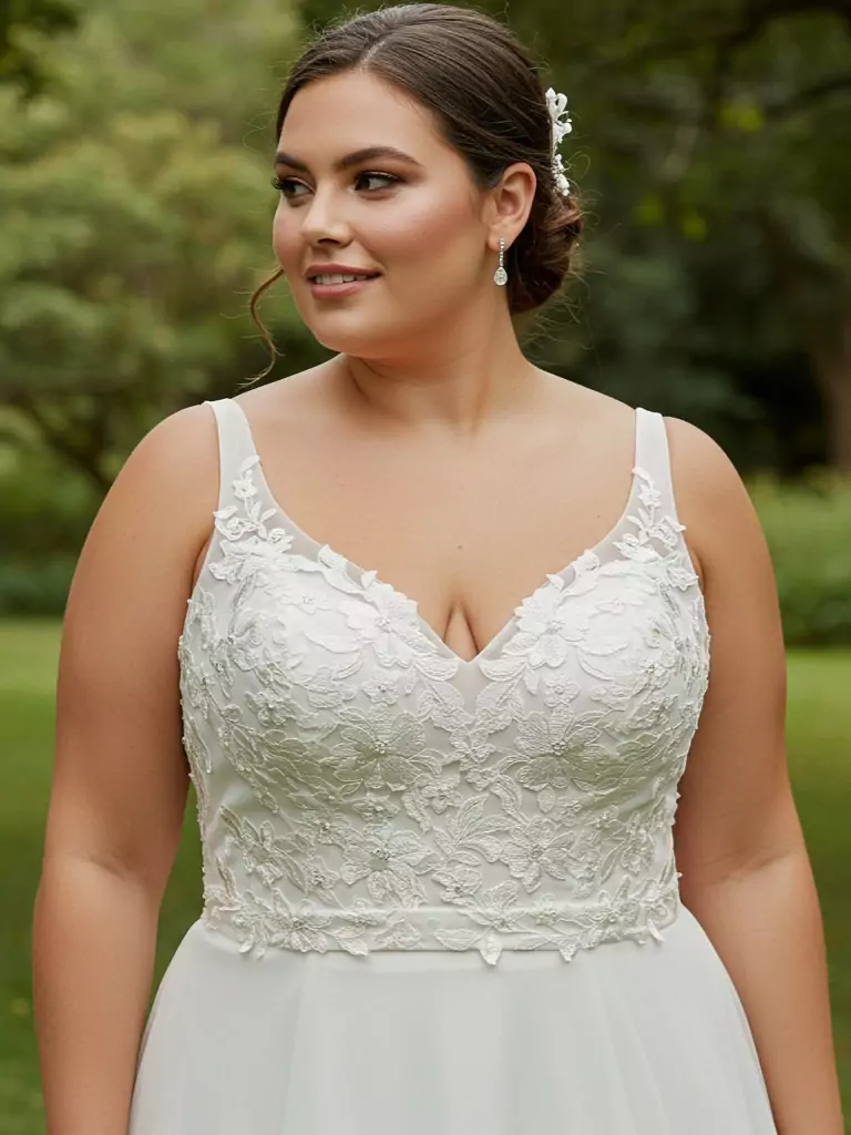 Sweetheart Neckline with Embroidery