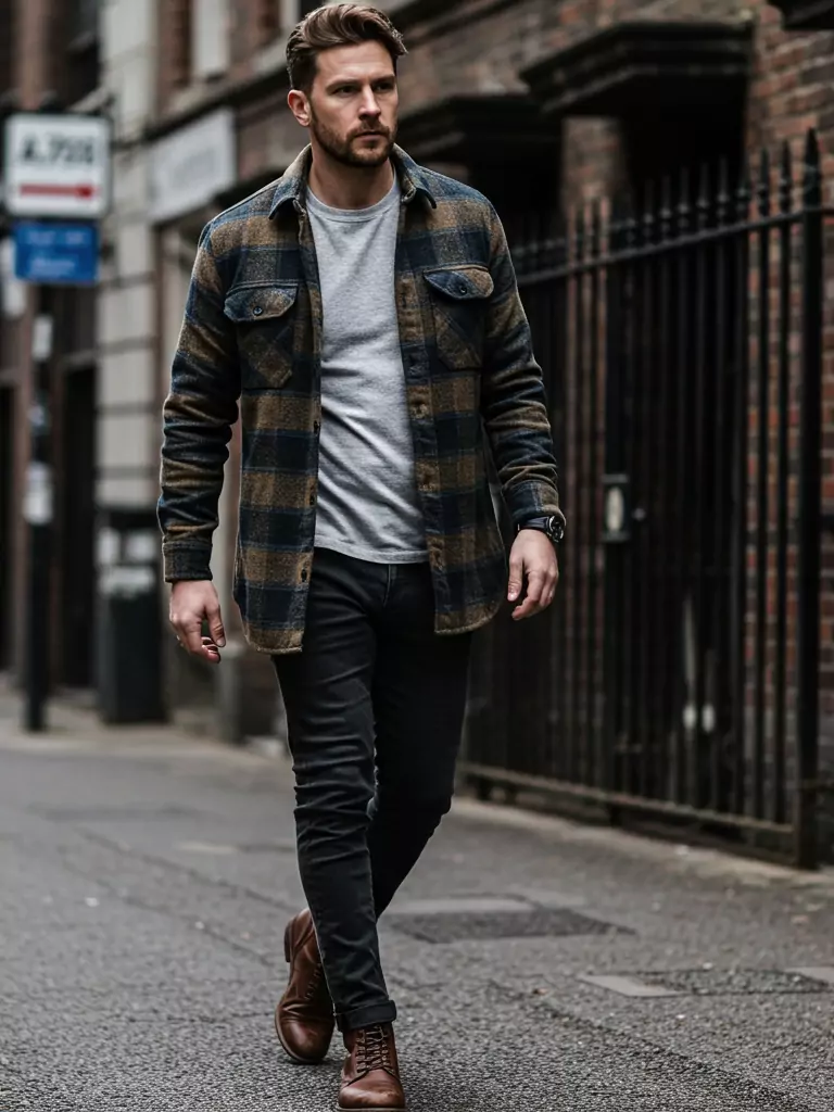 T-Shirt + Overshirt (Shacket) + Boots