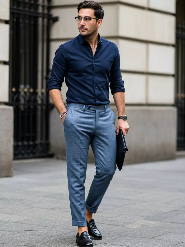 Tonal Layers + Relaxed Trousers + Loafers