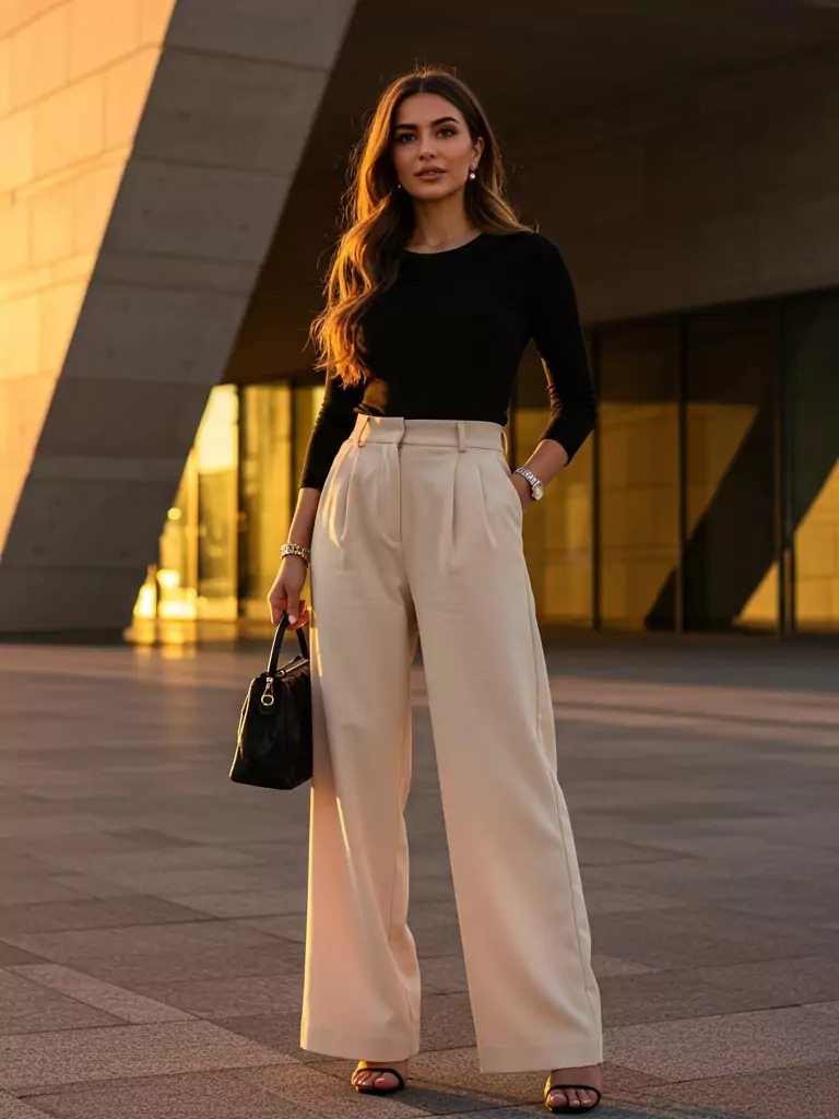 Wide-Leg Pants + Fitted Top