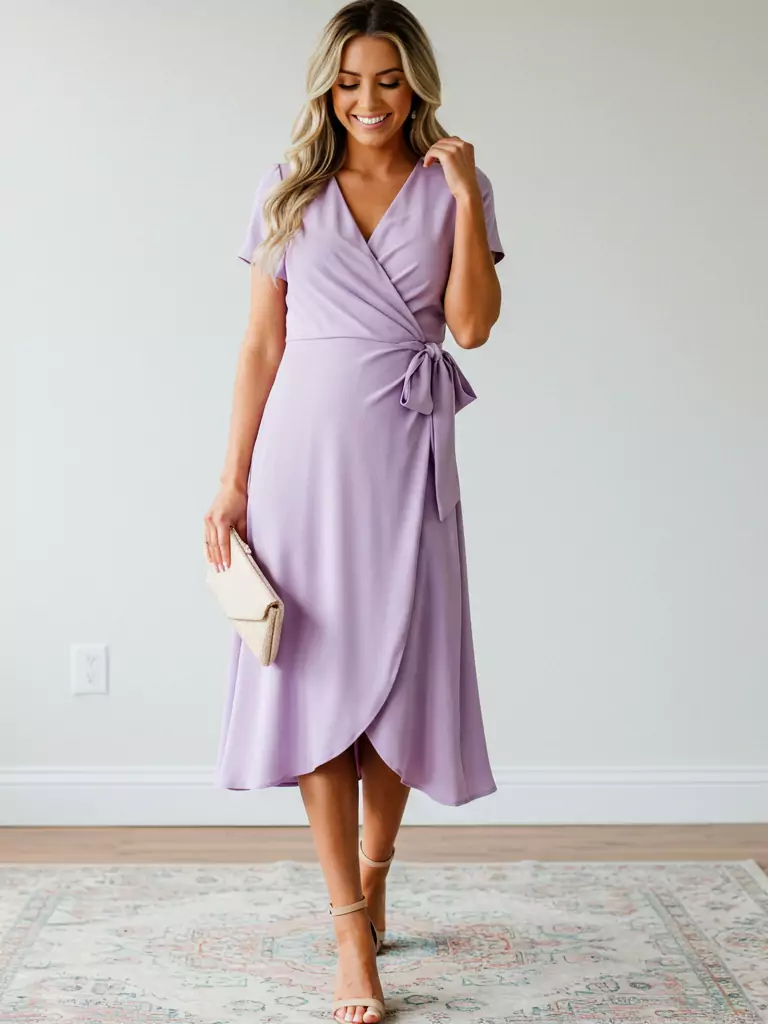 Wrap-Front Midi Dress
