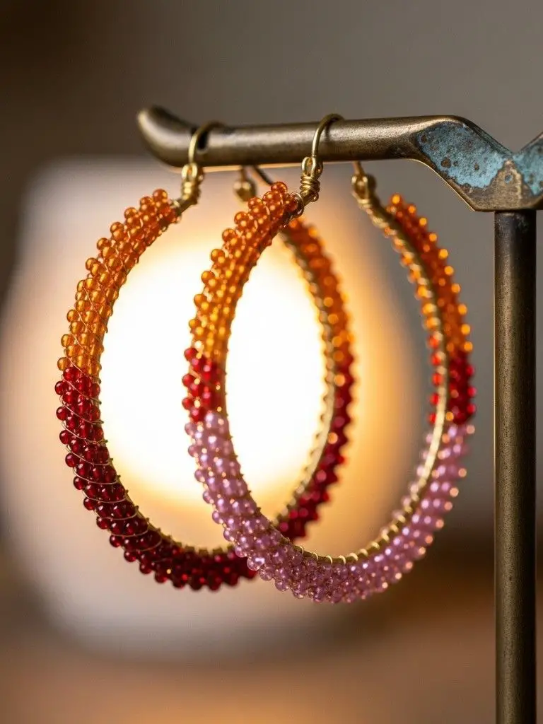 Beaded Hoop Earrings