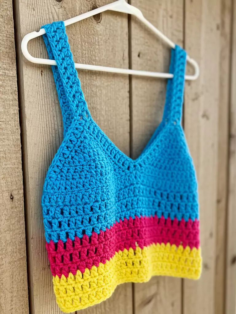 Bright Color Block Crochet Tank