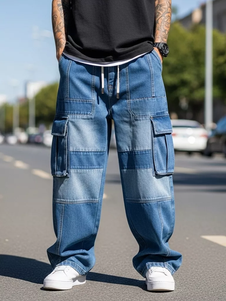 Cargo Patch Denim Pants