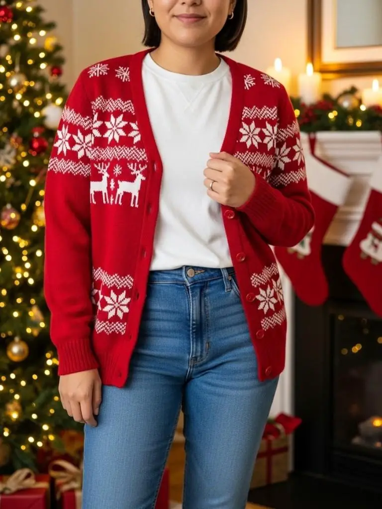 Christmas Cardigan Layered Look