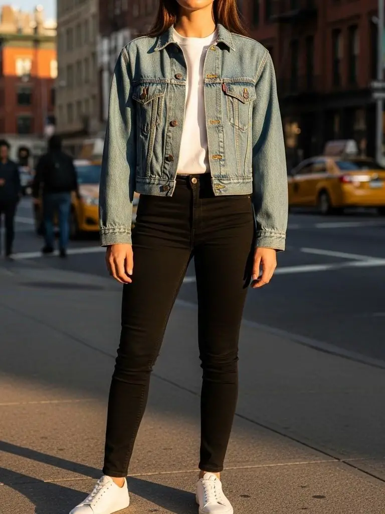 Classic Light-Wash Cropped Denim