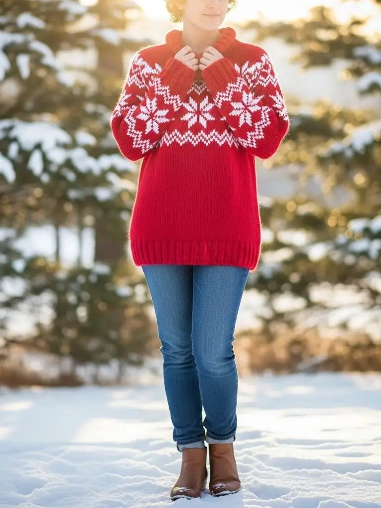 Classic Red Knit with Denim