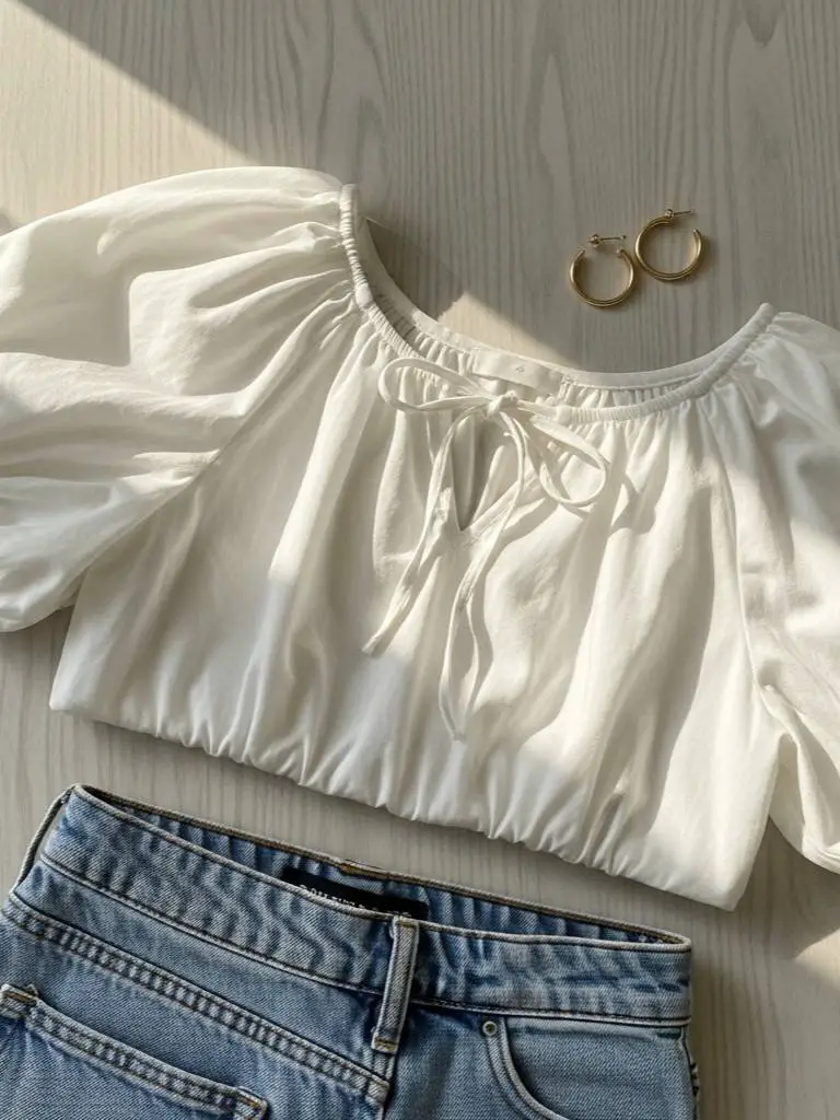 Classic White Peasant Top