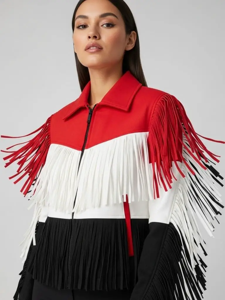 Color Block Fringe Jacket