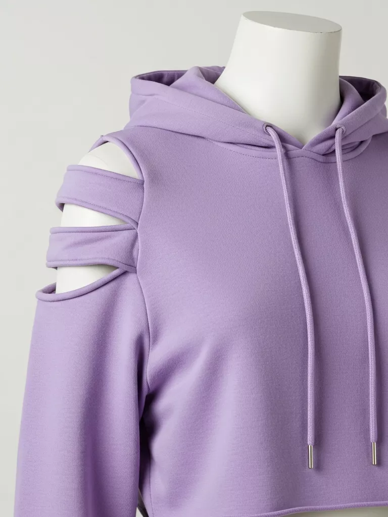 Cropped Hoodie with Cut-Out Details