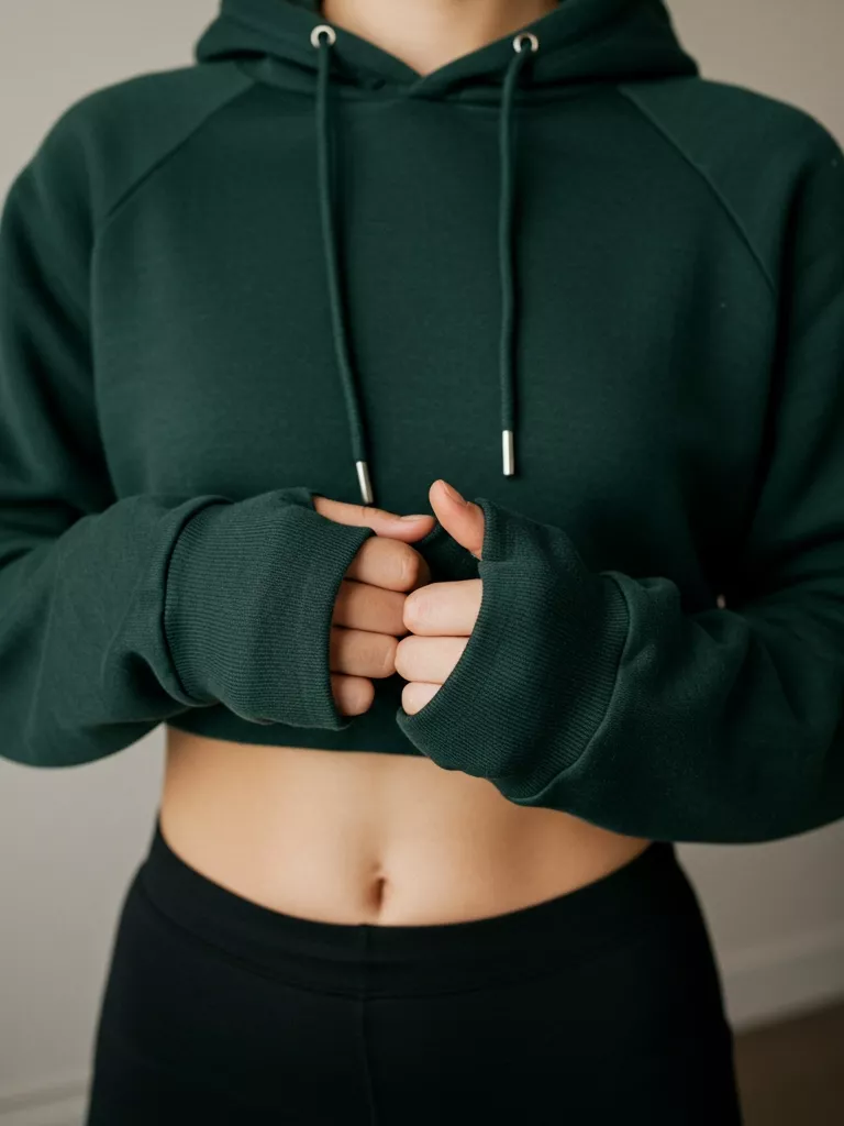 Cropped Hoodie with Thumb Holes