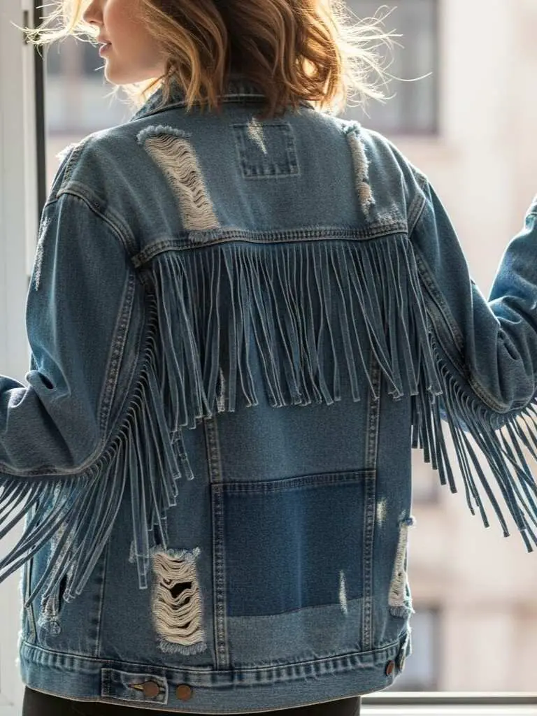 Denim Fringe Jacket
