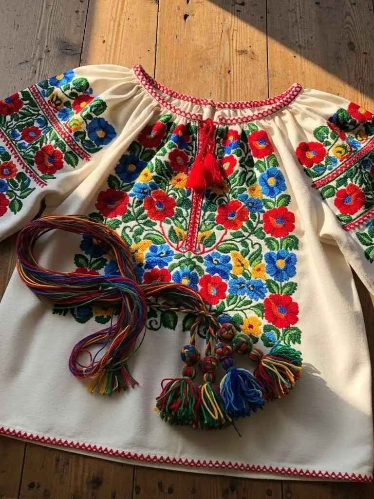 Embroidered Boho Peasant Top