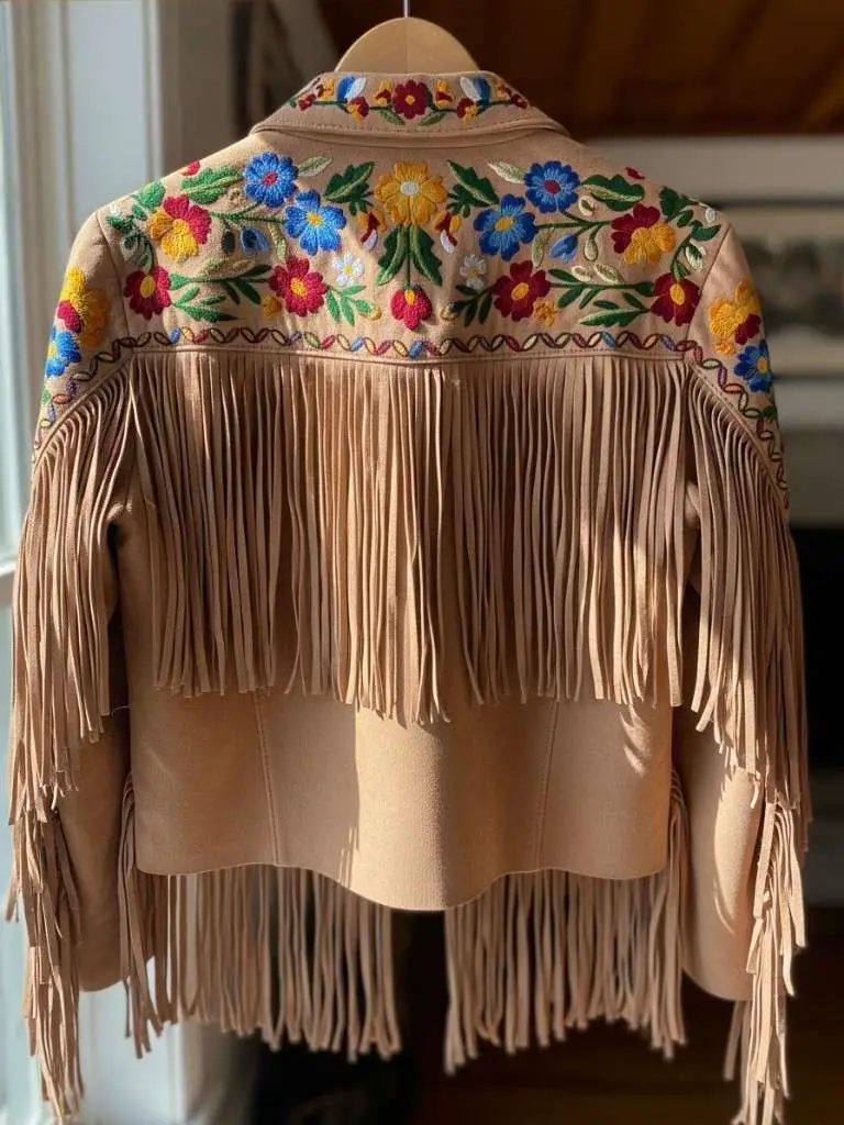 Embroidered Fringe Jacket