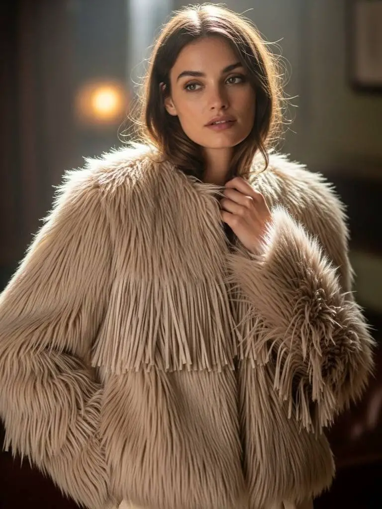 Faux Fur Fringe Jacket