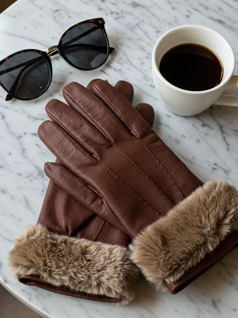 Faux Fur Trimmed Gloves