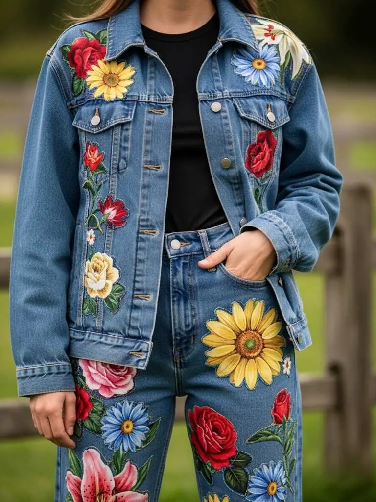 Floral Patch Denim