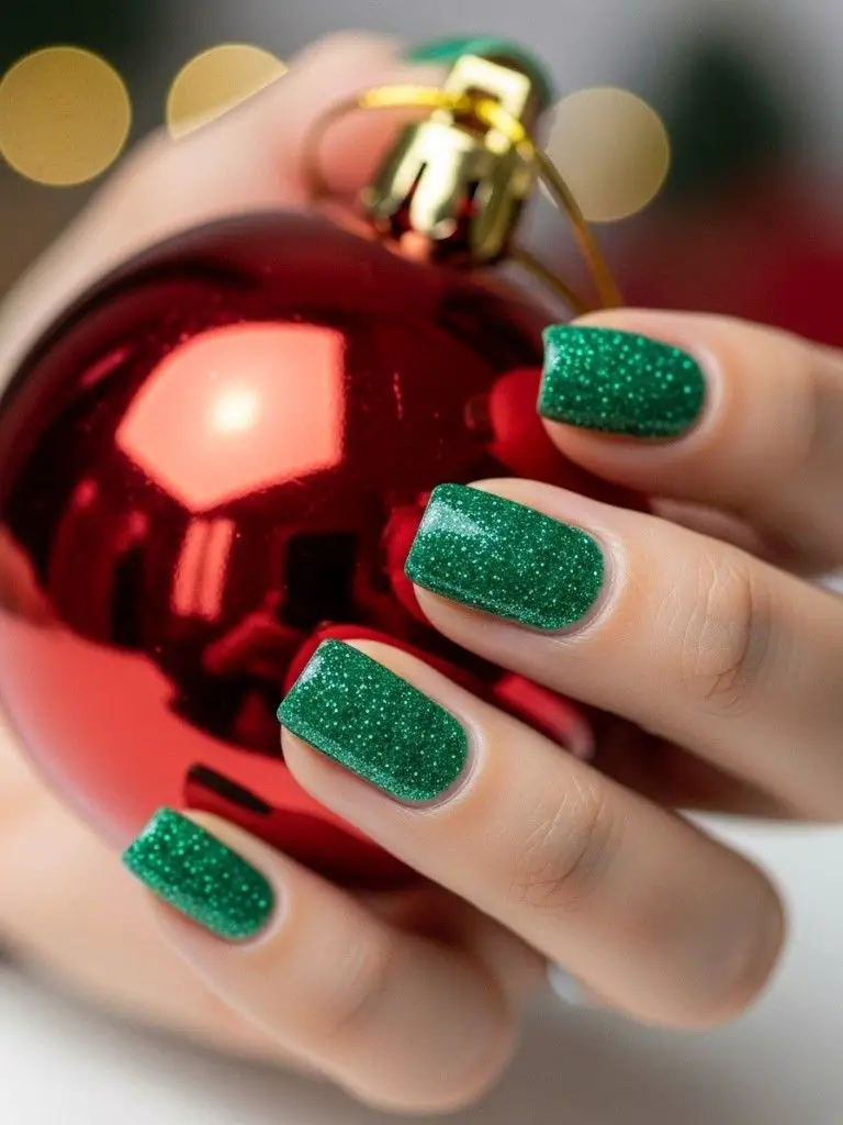 Green Glitter Nails
