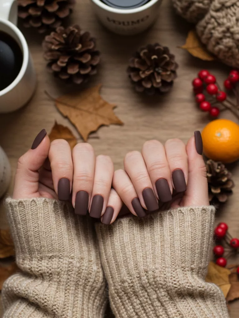 Matte Mocha Nails