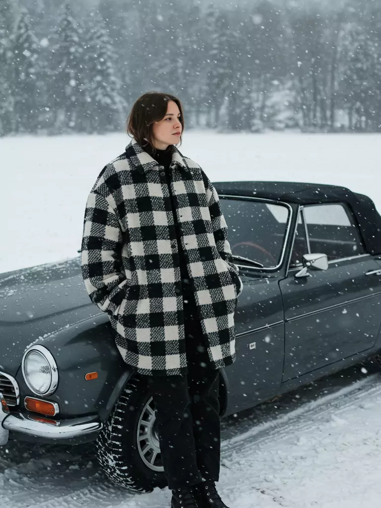 Oversized Checkered Coat