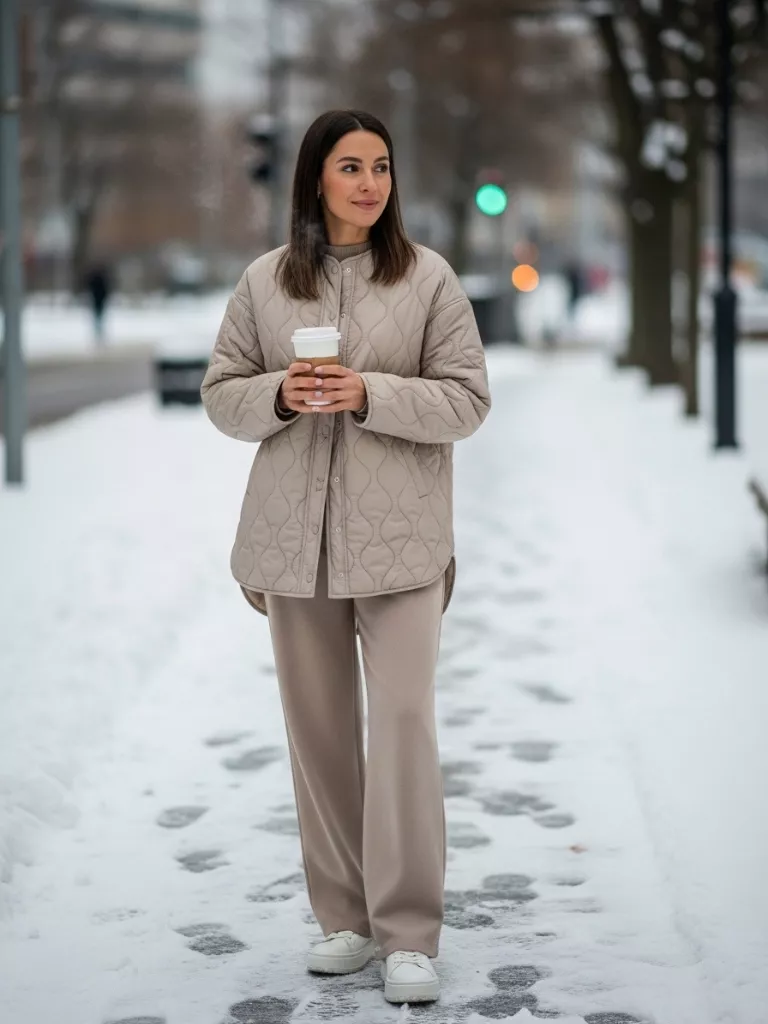 Quilted Jacket + Wide-Leg Pants