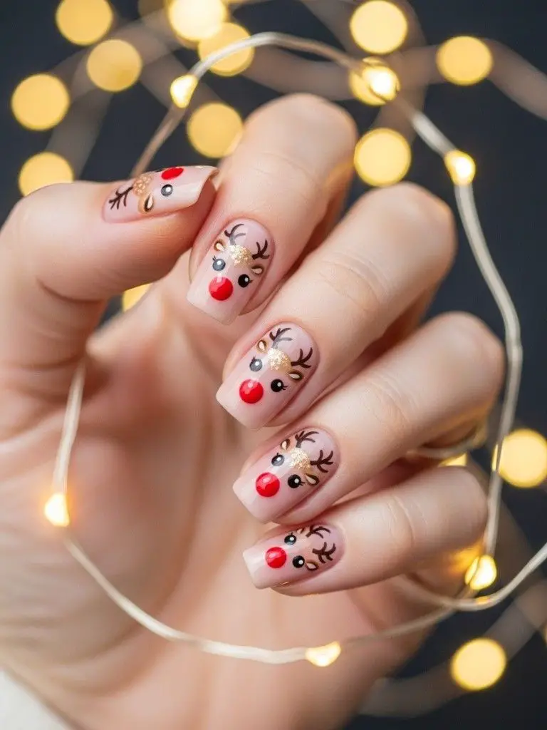 Reindeer Accent Nails