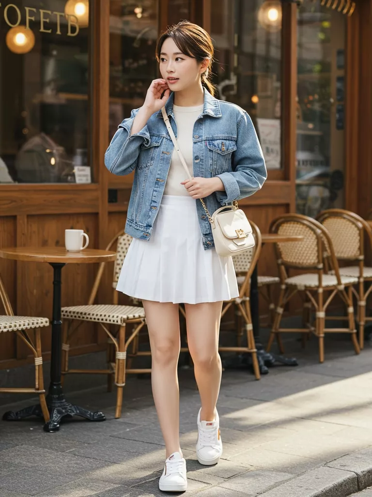 Tennis Skirt with Denim Jacket
