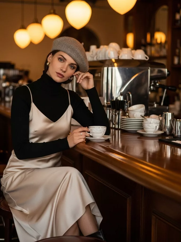 Turtleneck + Slip Dress Layer