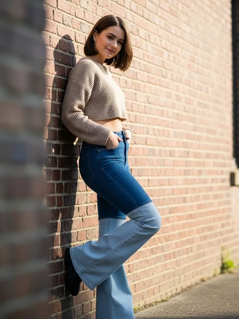 Two-Tone Denim Flares