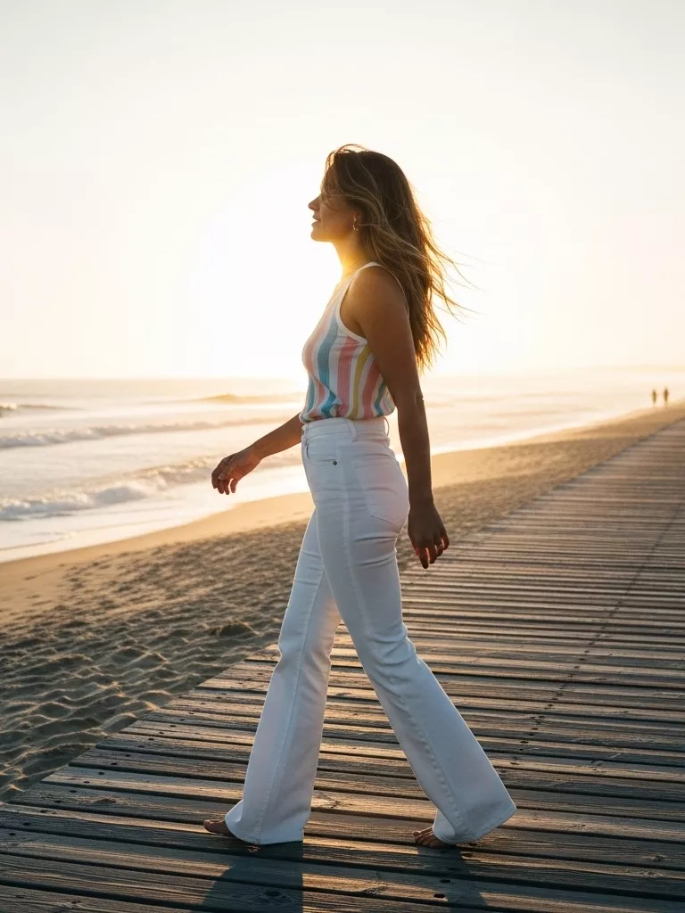 White Denim Flares